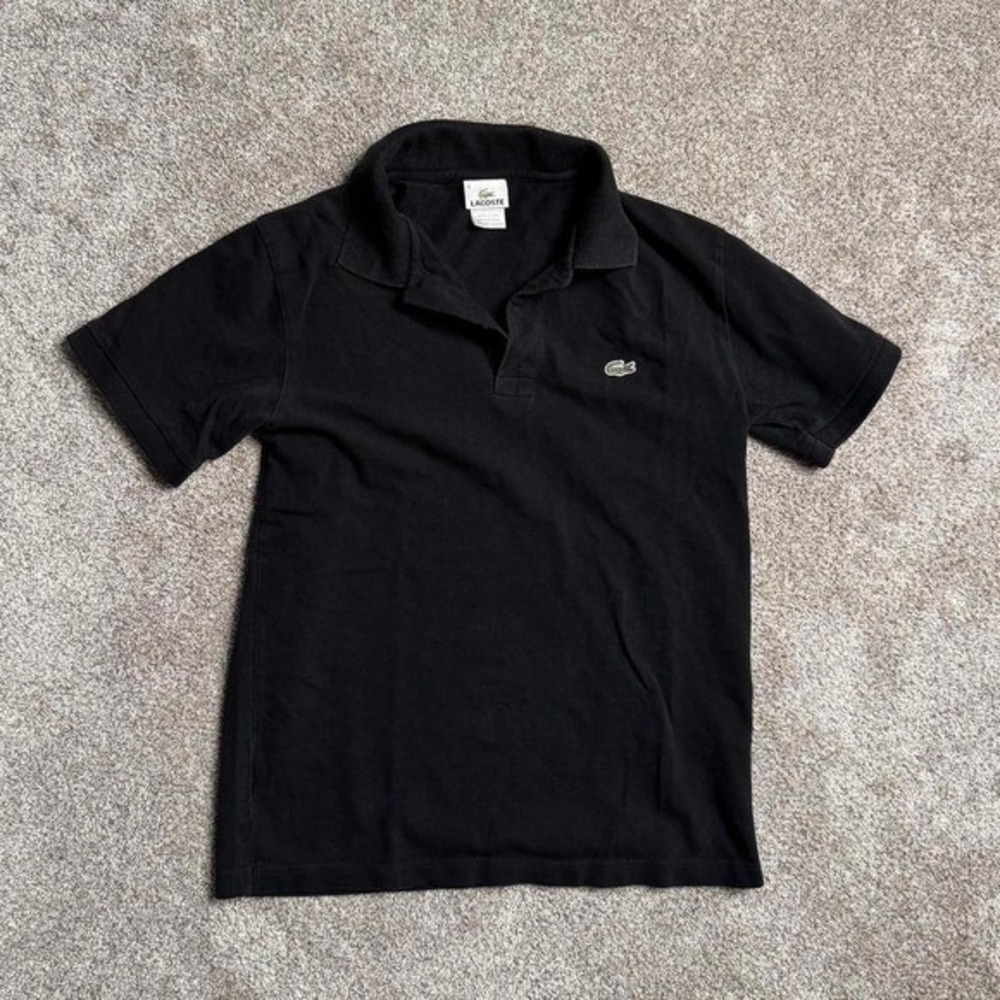 BLACK LACOSTE CLASSIC LOGO EMBROIDERED POLO